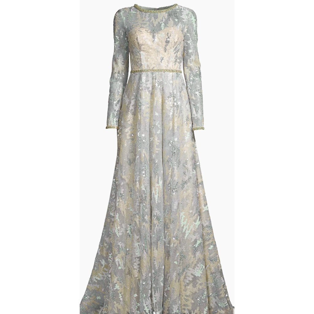 Mac Duggal Gown Dress Womens Size 14 Rhinestones Sequins Embellished Lace $798